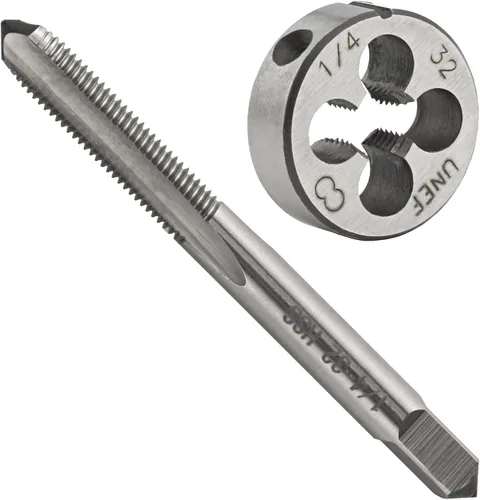 Vista 9 de 1/4 "-20 UNC HSS Tap And Die Set, 1/4 x 20 UNC Macho de rosca de máquina y rosca redonda Die mano derecha