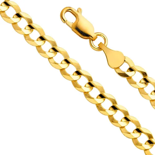 Vista 3 de The World Jewelry Center Collar de cadena cubana de oro macizo de 14 quilates, 0.15 pulgadas, 0.19 pulgadas, 0.118 pulgadas, 0.14 pulgadas, 0.138