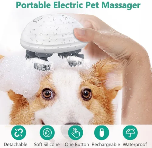 Vista 2 de ORIA Masajeador eléctrico de cuero cabelludo, masajeador eléctrico para mascotas para gatos y perros, masajeador de cabeza recargable portátil con 5
