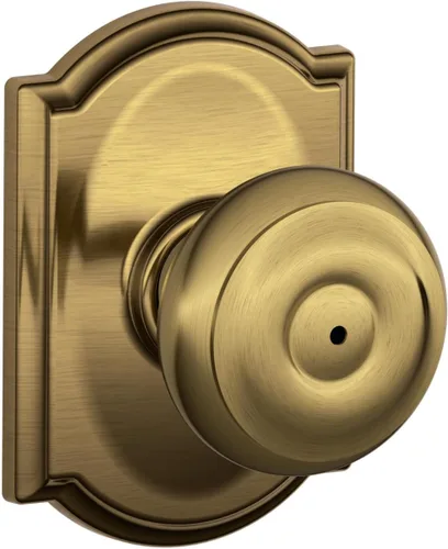 Vista 123 de SCHLAGE F10 GEO 716 Pomo de Puerta Georgiano, Cerradura de Paso para Pasillo y Armario, Bronce Envejecido (Paquete de 4)