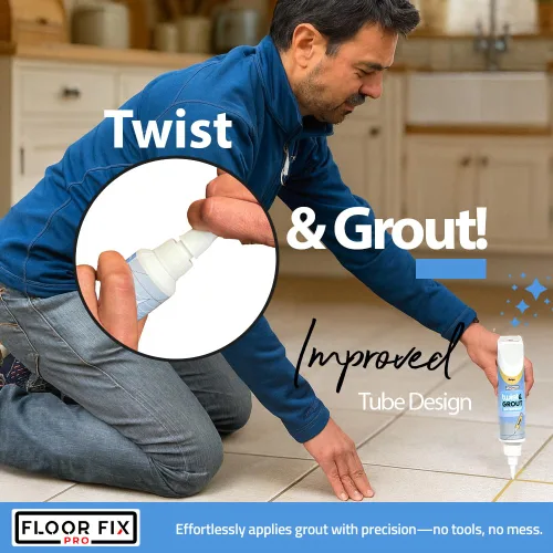 Vista 4 de Floor-Fix Pro Twist & Grout Kit de reparación – Reparación de lechada impermeable premezclada & Alternativa de bolígrafo de pintura de lechada