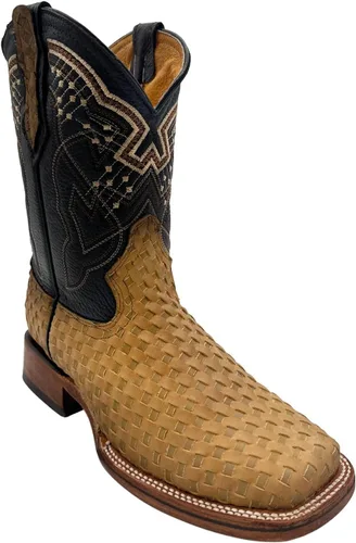 Vista 7 de The Western Shops Botas vaqueras con punta cuadrada para hombre Negro