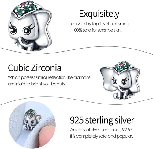 Vista 6 de TINSLO design animal style charm is suitable for Pandoras female bracelets 925 sterling silver suspension pendants and CZ stones women DIY jewelry
