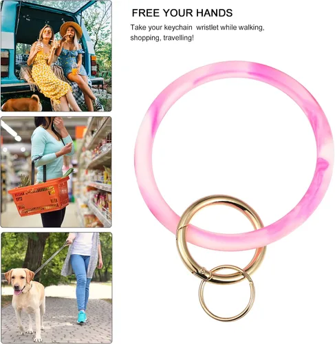 Vista 2 de VOCOSTE Llavero de pulsera llavero de silicona para mujer llavero redondo