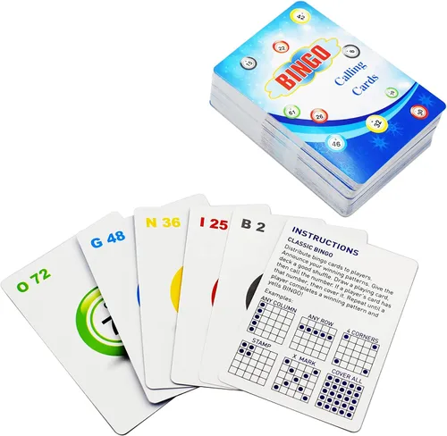 Vista 6 de Juego Completo de Bingo Yuanhe - 100 Tarjetas de Bingo, 1000 Fichas y Baraja de Tarjetas de Llamada para Familia, Grandes Grupos, Fiestas, Noches