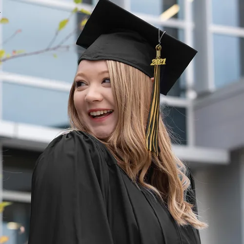 Vista 5 de Endea Graduation - Borla de doble color mixto con fecha dorada (negro/dorado antiguo, 2021)