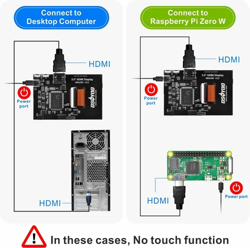 Vista 4 de OSOYOO 3.5 "HDMI LCD pantalla táctil para Raspberry Pi 5 4 3 2 con lápiz óptico