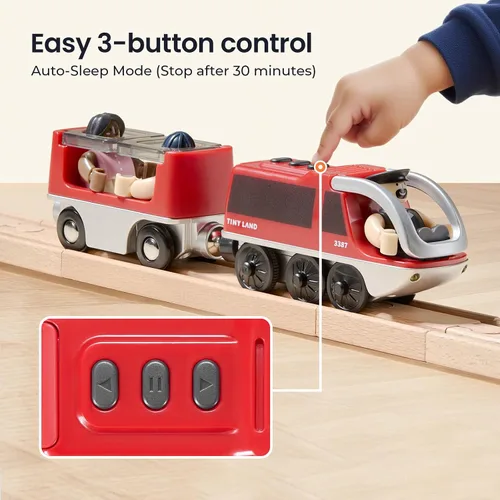 Vista 6 de Tiny Land Tren de locomotora de acción a baterías, potente juego de tren bala compatible con las principales pistas de marcas, juguetes de pista a