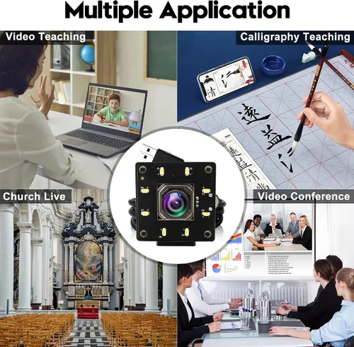 Vista 7 de Cámara USB 4K enfoque automático de 100 grados sin distorsión lente de visión nocturna a color cámara web para computadora UVC USB2.0 Lightburn Cam