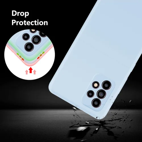 Vista 6 de Funda diseñada para Galaxy A52 5G / A52s 5G, silicona líquida de goma a prueba de golpes, forro de tela de microfibra suave, compatible con Galaxy
