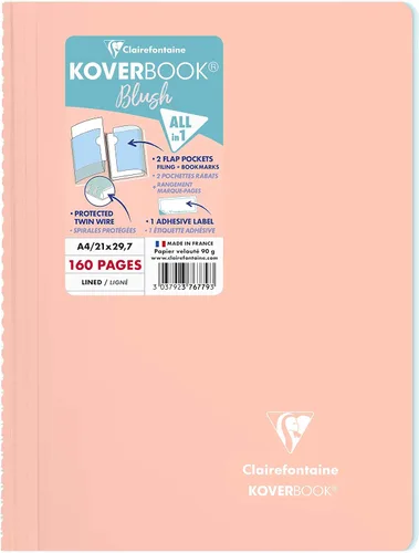 Vista 12 de Clairefontaine - Ref 961778C - Cuaderno con grapas Koverbook Blush (48 hojas) - Tamaño A5, regla rayada, papel de vitela cepillado de 3.17 oz/m²