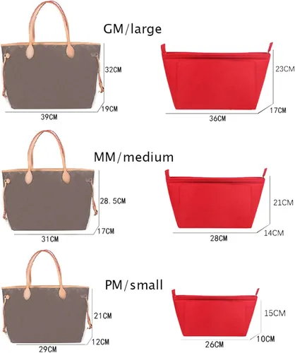 Vista 2 de Lckaey Organizador de inserción de bolso para Neverfull pm Shaper bolso organizador kit inserto 1070Claret-S
