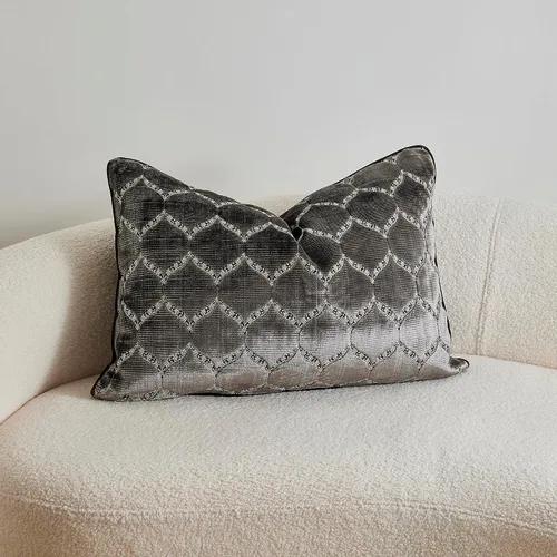 Vista 7 de Fundas de almohada con diseño de terciopelo de corte morisco, elegante y lujosa, color gris, fundas de cojín decorativas grandes para sofá, cama