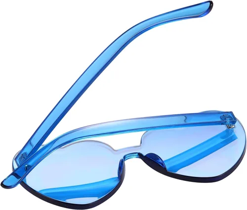 Vista 5 de Maxdot - Lentes de sol transparentes sin marco con forma de corazón para fiestas