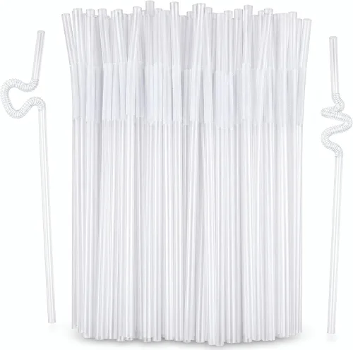 Vista 12 de ALINK 200 popotes de plástico flexibles negros, de 10.23 pulgadas de largo que se estiran a 13 pulgadas, popotes flexibles desechables de 0.24