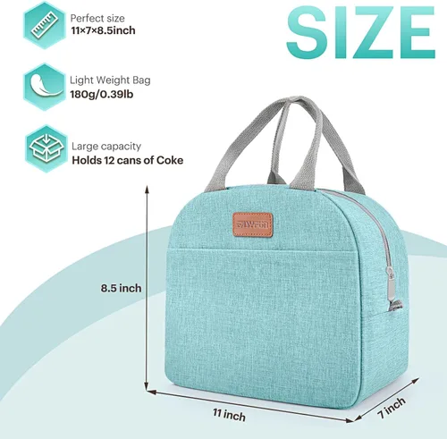 Vista 2 de Bolsa de almuerzo para mujeres y hombres, lonchera aislada para adultos, pequeña lonchera hermética enfriadora, contenedores de comida para almuerzo