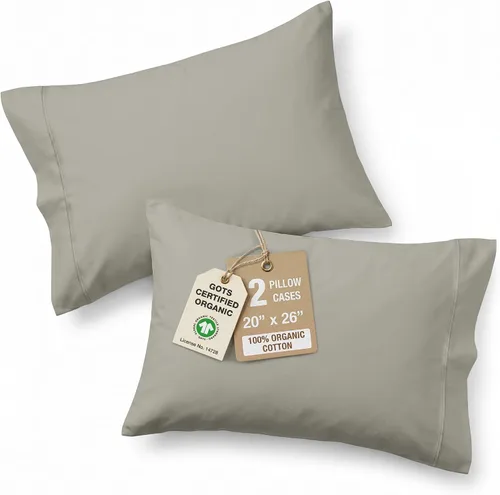 Vista 31 de Lane Linen - Juego de 2 fundas de almohada, 100% algodón orgánico, tamaño estándar, suaves, color blanco (20 x 26 pulgadas)