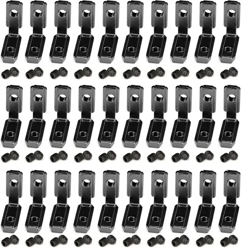 Vista 12 de 20 piezas de soporte L, perfil de aluminio estándar europeo Serie 2020 Ranura T 0.236 in Junta de soporte interior con tornillos, conector