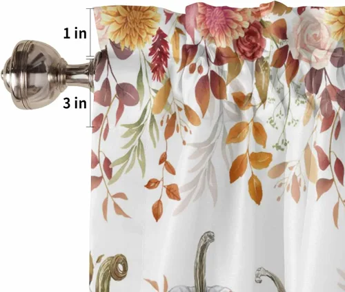 Vista 27 de Cenefa de cortina con lazo rojo de Navidad para ventanas, sala de estar, cocina, baño, granja, bolas de Navidad de acuarela con diseño de bayas