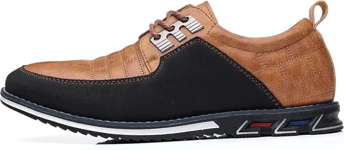Vista 4 de Cosidram - Zapatos de piel informales y lujosos para hombre, cómodos, estilo mocasín, bajos y modernos con agujetas, color negro y marrón