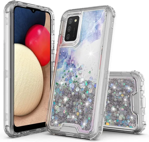 Vista 5 de Hybird 3 en 1 compatible con Samsung Galaxy A52, diseño gráfico degradado de arena movediza líquida flotante funda protectora para Samsung Galaxy
