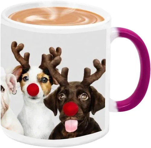 Vista 3 de Queena Taza personalizada con foto sensible al calor, taza de café personalizada mágica que cambia de color para añadir foto con logo en tazas