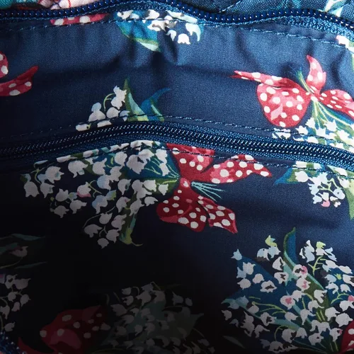 Vista 5 de Vera Bradley - Bolsa cruzada para mujer, de algodón característico de la marca, con triple cremallera, hipster