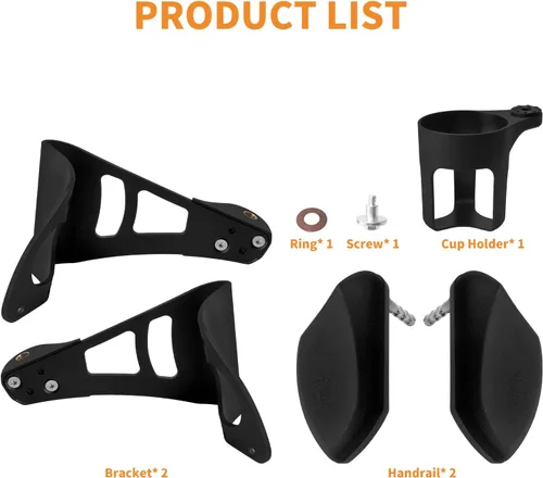 Vista 5 de Reposabrazos para pasajero con portavasos ajustable para Harley Touring Electra Glide FLHT, Road Glide Ultra FLTR, Tri Glide FLHTCUTG 2014-2024 Negro