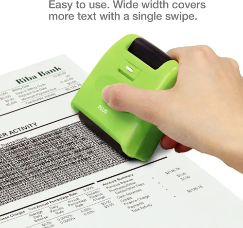 Vista 5 de Kit de sellos de seguridad de rodillo ancho para prevención de robo de identidad, color verde