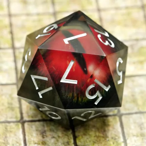 Vista 4 de Dados Dungeons and Dragons D20 con estuche de regalo, dados jumbo de globo ocular de 1.776 pulgadas (1.969 in), dados poliédricos de borde afilado