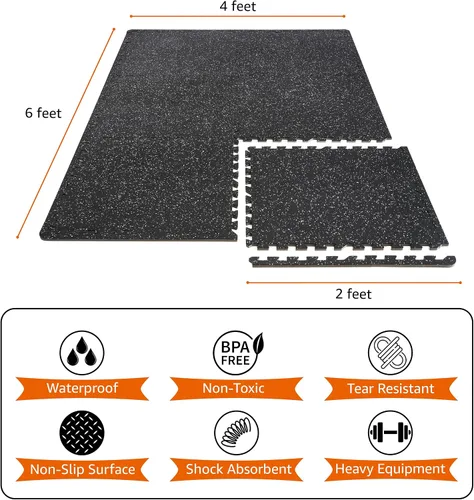 Vista 2 de Tapete Sivan Health and Fitness® de goma de alta densidad en forma de puzle para hacer ejercicio - Mosaico que encaja para gimnasia - 2,2 m2