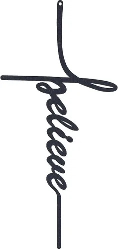 Vista 4 de Believe Cross - Arte de pared de metal - 7.1" X 15" - Negro