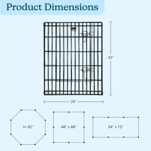 Vista 3 de Pet Trex 8 Panel Pen Ejercicio Parque de juegos para perros con panel y puerta, Negro