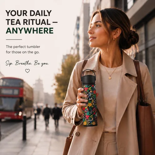Vista 7 de Botella vaso térmico para té de 22 onzas con infusor, taza de viaje