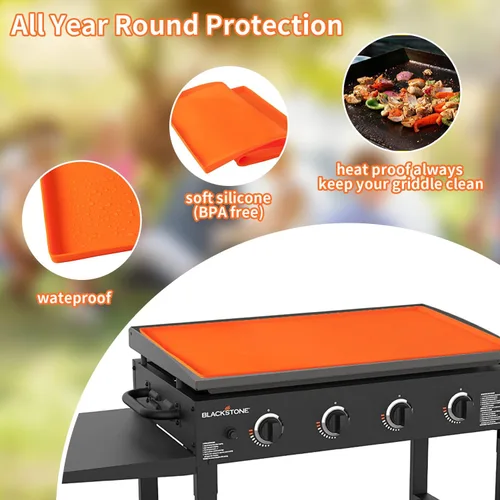 Vista 2 de Cubierta protectora de silicona de 17" para plancha Blackstone, alfombrilla de plancha de silicona resistente de grado alimenticio, protege