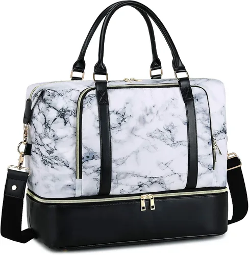 Vista 19 de CAMTOP - Bolsa de viaje de fin de semana para mujer, bolsa de lona con espacio para laptop de15.6 pulgadas
