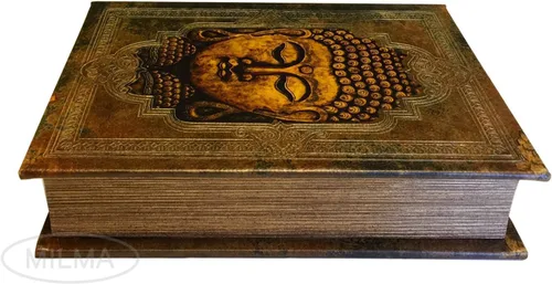 Vista 3 de Buda - Caja decorativa de cuero para libros, libro secreto