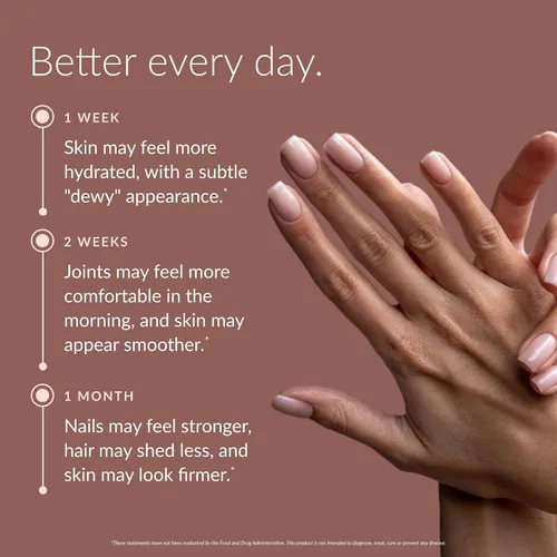 Vista 4 de Beam Colágeno en polvo, colágeno para mujeres, colágeno con ácido hialurónico, péptidos de colágeno tipo 1 y 3, con biotina, bovino alimentado