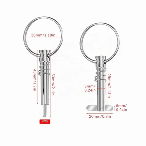 Vista 2 de Hysagtek 6 pines Bimini de 1/4 de pulgada de diámetro, accesorios superiores Bimini de liberación rápida, pasadores de toldo para lancha, accesorios
