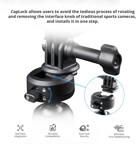 Vista 2 de PGYTECH CapLock - Soporte magnético para cámara compatible con DJI OSMO Action4/3/2, Gopro 10/9/8, OSMO Pocket 2, Insta360, mecanismo de doble