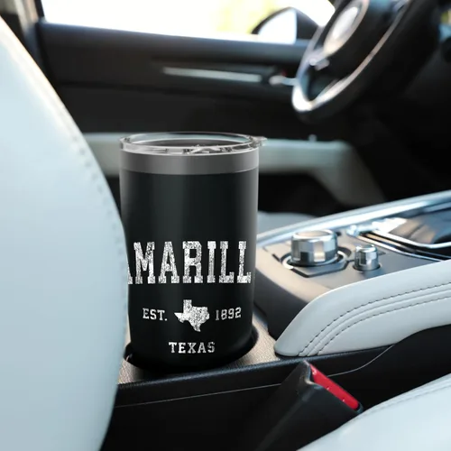 Vista 6 de Amarillo Texas TX - Vaso aislado de acero inoxidable con diseño deportivo vintage