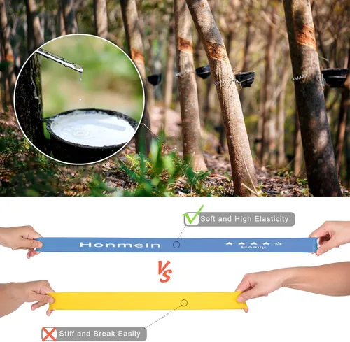 Vista 4 de Honmein Bandas de resistencia para entrenamiento, bandas de ejercicio con 5 niveles de resistencia para fitness en casa, entrenamiento de fuerza
