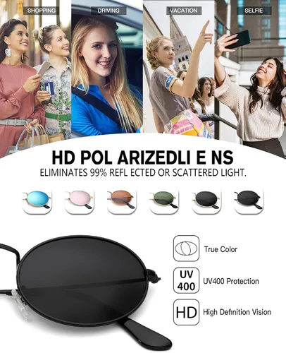 Vista 4 de Pro Acme Lentes de sol polarizados de metal ovalados retro para mujeres y hombres, pequeños tonos vintage de los años 90