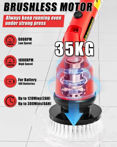 Vista 2 de Uniqwamo - Escobilla eléctrica giratoria compatible con batería Milwaukee 18V (batería no incluida), cepillo alimentado por batería de 1000 RPM