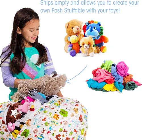 Vista 3 de Posh Creations Funda de puf para niños con almacenamiento para animales de peluche - Organizador de juguetes para niños, Mediano 68.58 cm - Lona