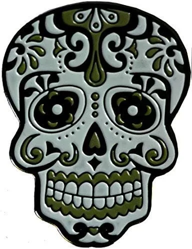 Vista 6 de Dia De Los Muertos - Marcador de pelota de golf y clip para sombrero de rosa roja BandSkull