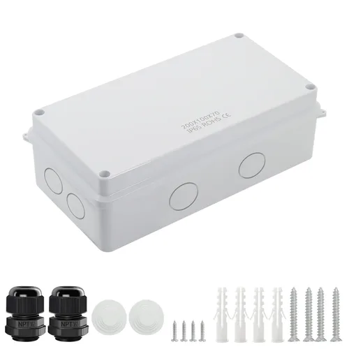 Vista 24 de LeMotech - Caja de conexiones, caja eléctrica IP55, resistente al agua, a prueba de polvo, plástico ABS, para proyectos electrónicos, color blanco