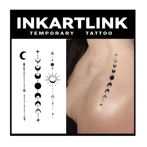 Vista 8 de INKARTLINK Tattoo Tech, 2 hojas de tatuaje semipermanente mediano, tatuajes temporales de diseño artístico para adultos, dura 1-2 semanas