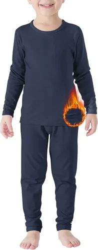 Vista 10 de Ropa interior térmica para niños pequeños, conjuntos de capa base de invierno tipo Long Johns para niñas y niños Un rosa oscuro.