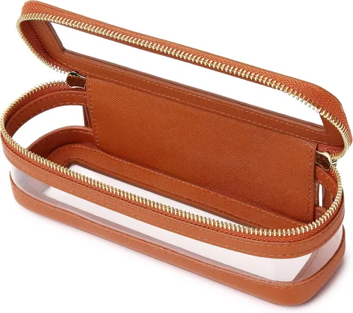 Vista 12 de Pinkmik Pequeña bolsa de maquillaje transparente, mini estuche para cosméticos, bolsa de aseo impermeable con cremallera, organizador de bolsos